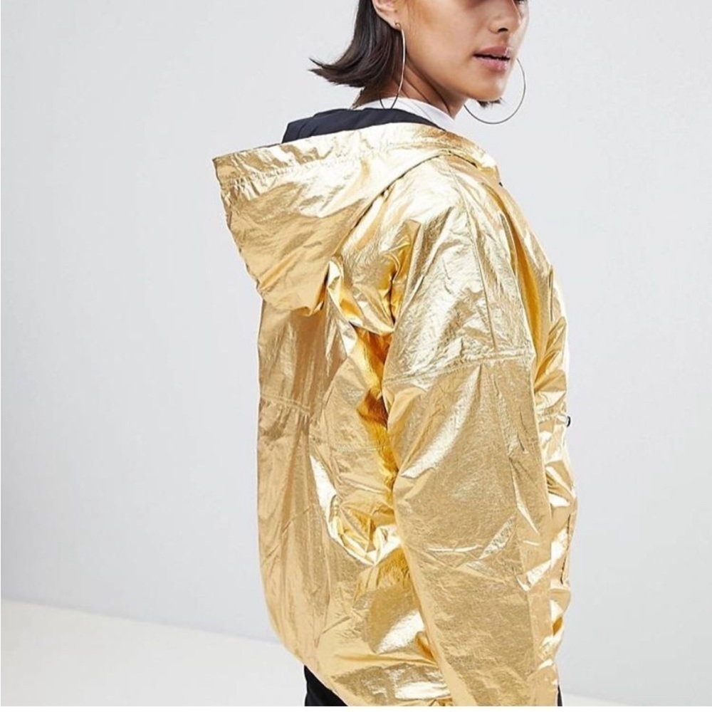 Adidas Originals Half Zip Hooded Jacket In High Shine Gold sz XS Sm - Picture 3 of 12